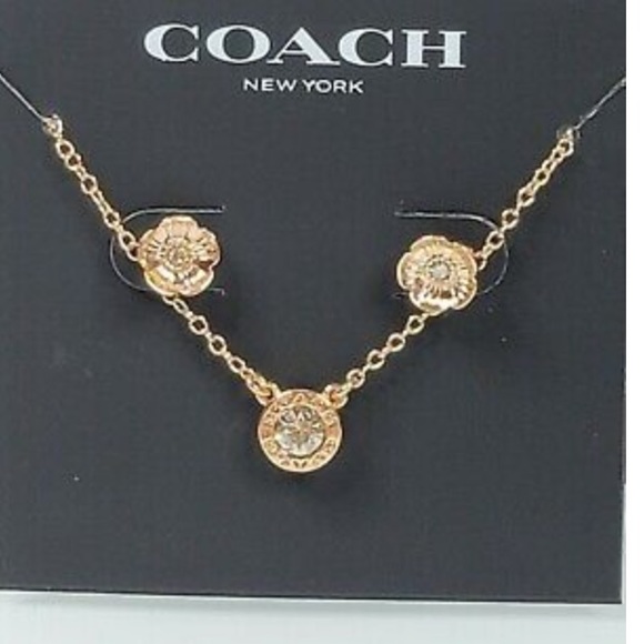 Coach Open Circle Necklace & Tea Rose Stud Set - Picture 2 of 3